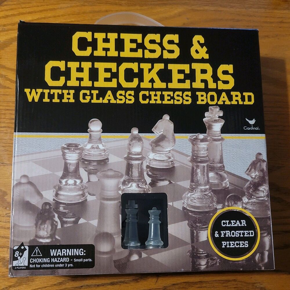 Chess Checkers with Glass Chess Board Chess Set Clear and Frosted Pieces